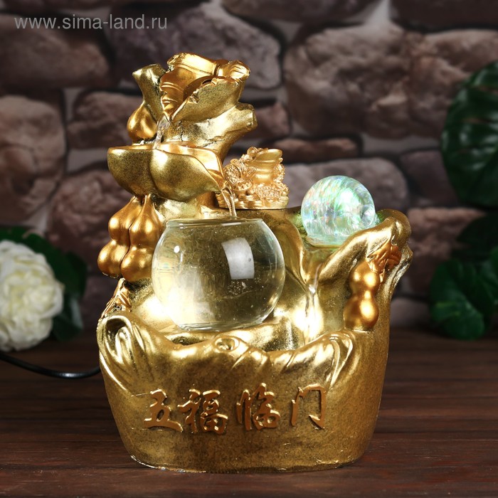Фонтан настольный от сети, подсветка "Жаба и Хулу" золото 26х18х17 см
Фонтан настольный от сети, подсветка "Жаба и Хулу" золото 26х18х17 см