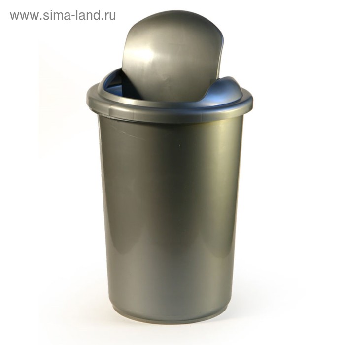 фото Корзина для бумаг пластик цельная с крышкой 12л uni (подвижной крышка) серая