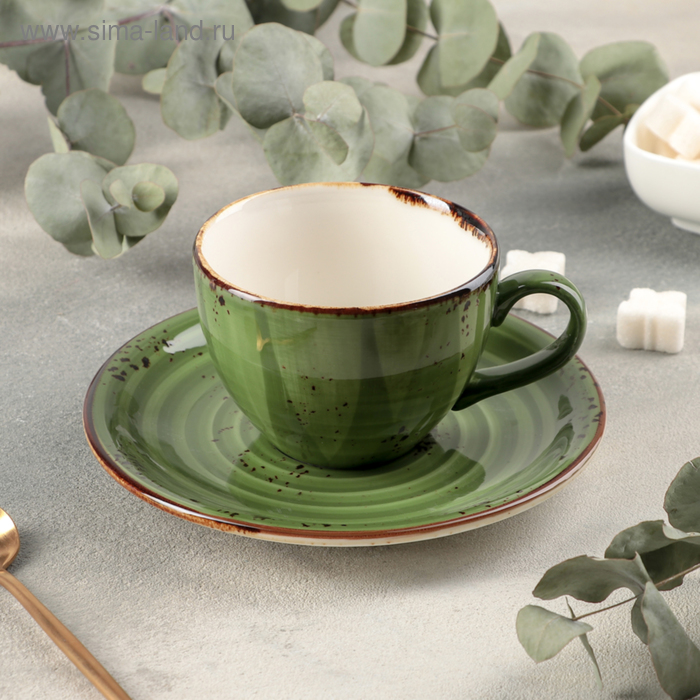 Чайная пара «Бризе», чашка 220 мл, блюдце d=15,5 см, цвет зелёный 
Чайная пара «Бризе», чашка 220 мл, блюдце d=15,5 см, цвет зелёный