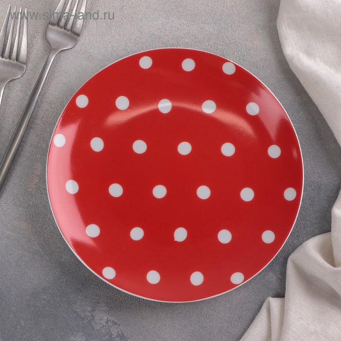 Тарелка мелкая «Горошек на красном фоне», d=20 см
Тарелка мелкая «Горошек на красном фоне», d=20 см