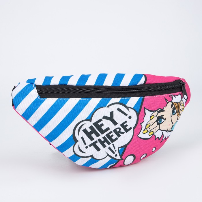 фото Сумка поясная, отдел на молнии, цвет розовый/голубой