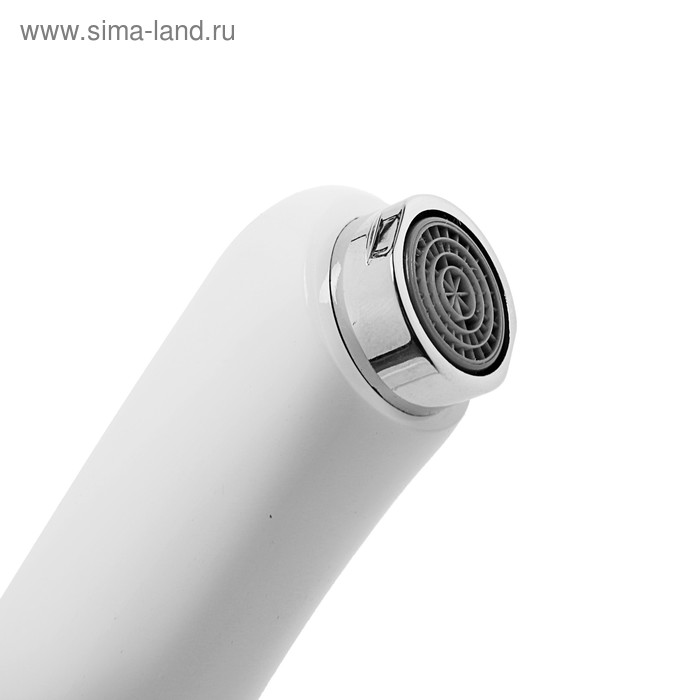 фото Смеситель для раковины accoona a96111g, однорычажный, с гайкой, силумин, белый/хром