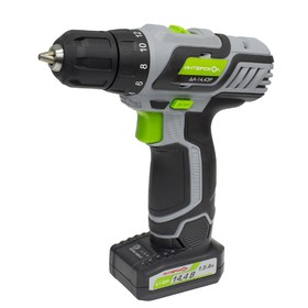 Дрель-шуруповерт "ИНТЕРСКОЛ" ДА-14.4ЭР, 14.4В, 400/1400 об/мин, 2х1.5Ач, Li-ion, 32 Нм, кейс 47956 
Дрель-шуруповерт "ИНТЕРСКОЛ" ДА-14.4ЭР, 14.4В, 400/1400 об/мин, 2х1.5Ач, Li-ion, 32 Нм, кейс 47956