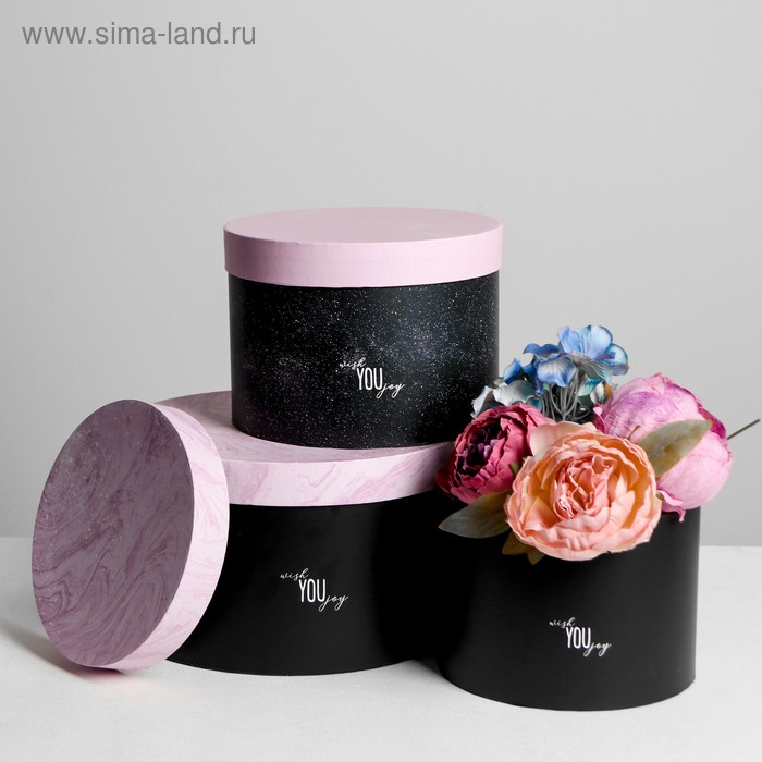 Набор круглых коробок 3 в 1 Wish you joy, 18 × 18 × 13 см, 20 × 20 × 14.5 см, 25 × 25 ×15 см 46445
Набор круглых коробок 3 в 1 Wish you joy, 18 × 18 × 13 см, 20 × 20 × 14.5 см, 25 × 25 ×15 см 46445
