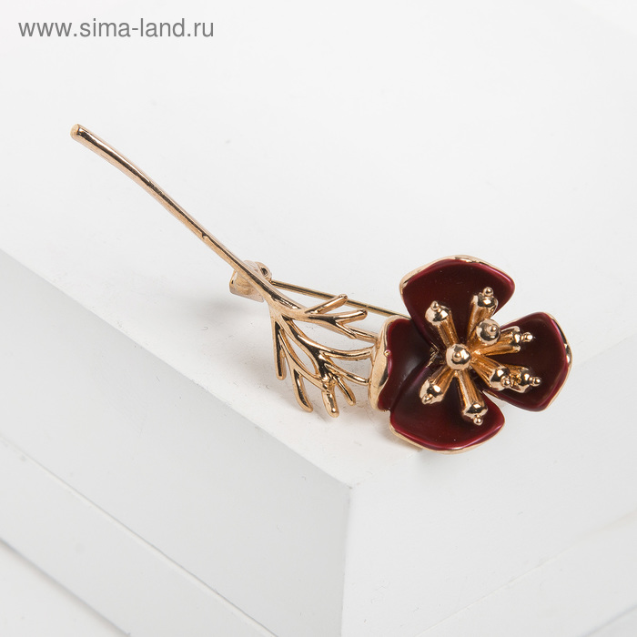 Брошь "Цветок" мак, цвет красный в золоте 
Брошь "Цветок" мак, цвет красный в золоте