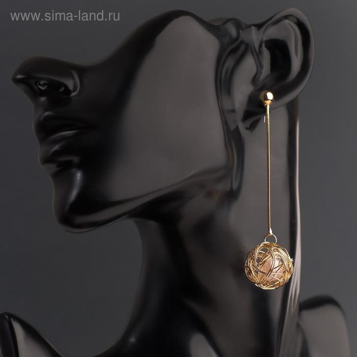 Серьги с жемчугом "Грейс" бусина в металле, цвет белый в золоте