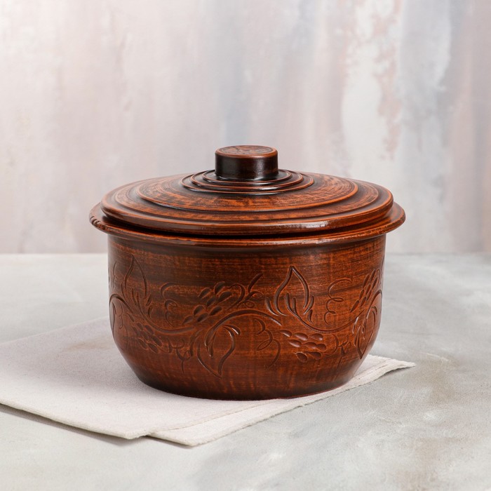 Горшок духовой с крышкой "Резной узор", декор, красная глина, 2 л, ручная работа
Горшок духовой с крышкой "Резной узор", декор, красная глина, 2 л, ручная работа