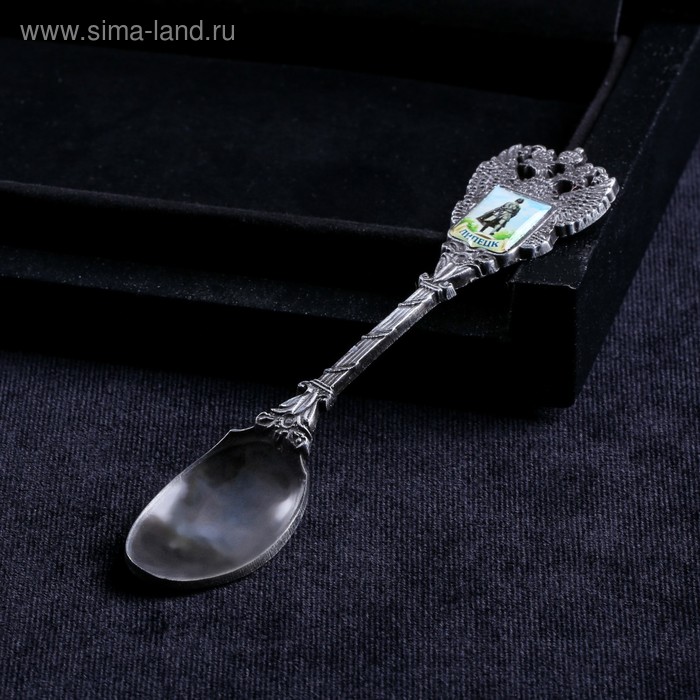 фото Ложка в форме герба «липецк. памятник петру i»