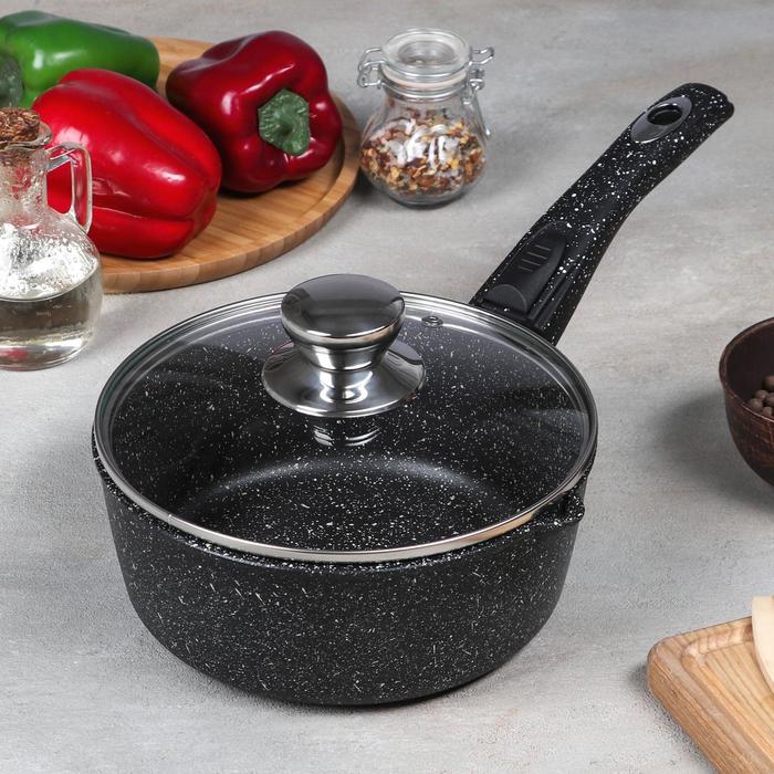 Ковш «Гранит», 2 л, съёмная ручка, стеклянная крышка МИКС, антипригарное покрытие, цвет чёрный 
Ковш «Гранит», 2 л, съёмная ручка, стеклянная крышка МИКС, антипригарное покрытие, цвет чёрный