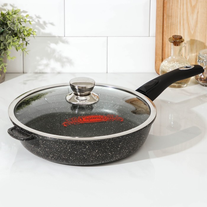 Сковорода «Гранит», d=28 см, съёмная ручка, стеклянная крышка, антипригарное покрытие, цвет тёмно-серый
Сковорода «Гранит», d=28 см, съёмная ручка, стеклянная крышка, антипригарное покрытие, цвет тёмно-серый