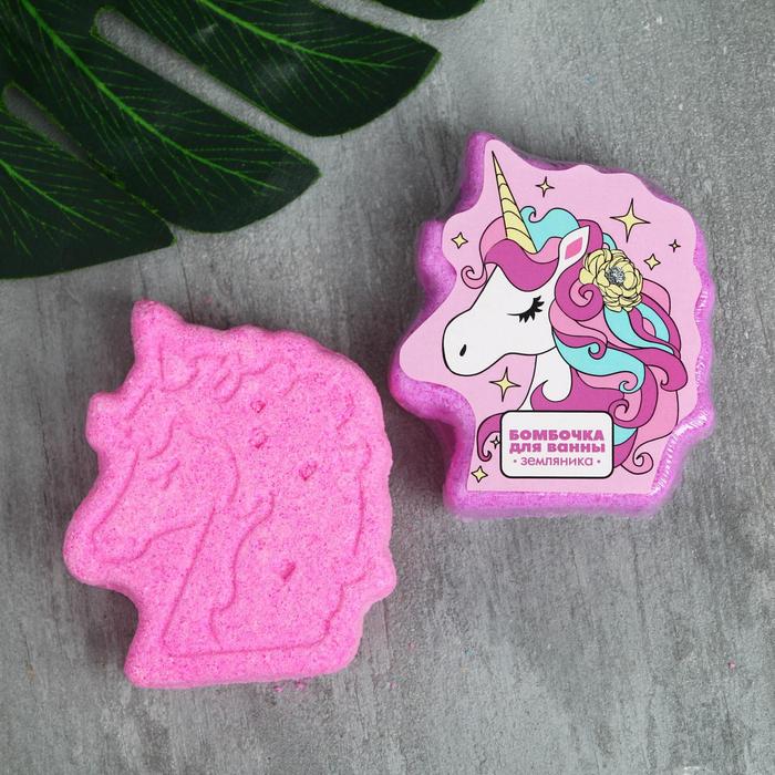 Бурляший шар «Голова единорога», с ароматом земляники, 115 г 
Бурляший шар «Голова единорога», с ароматом земляники, 115 г