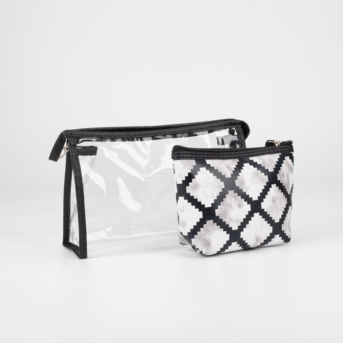 фото Набор косметичек 2 в 1, отдел на молнии, цвет чёрный/серый