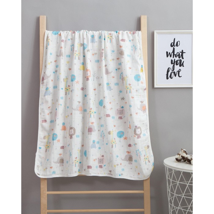 Одеяло лёгкое Крошка Я "Друзья" 90*90 см, муслин четырехслойный, 100% хлопок
