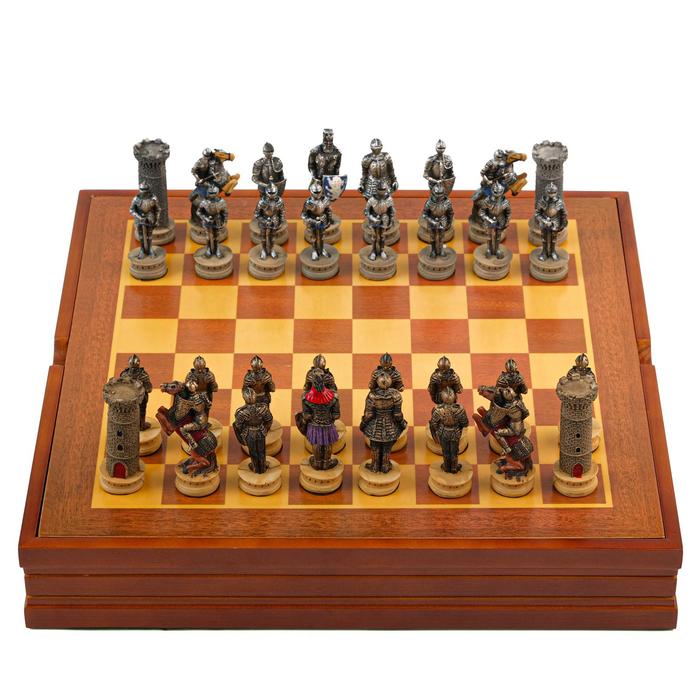 фото Шахматы сувенирные "крестовый поход", h короля=8 см, h пешки=6,5 см, 36 х 36 см