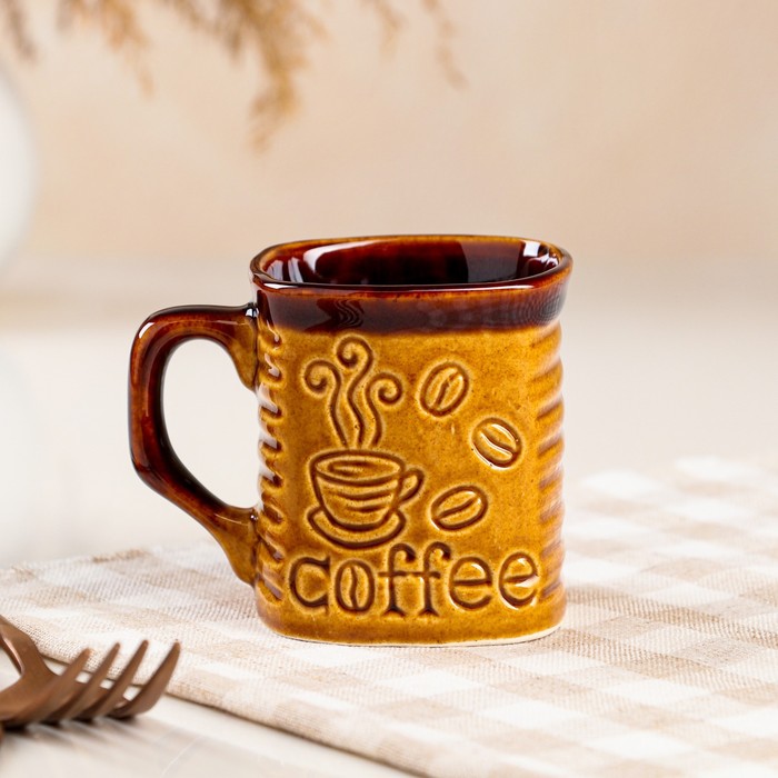 Кружка "Квадрат", коричневая, керамика, 0.15 л 
Кружка "Квадрат", коричневая, керамика, 0.15 л