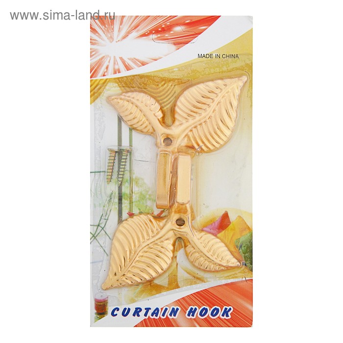 фото Крючок для штор ks009, однорожковый, цвет золото тундра