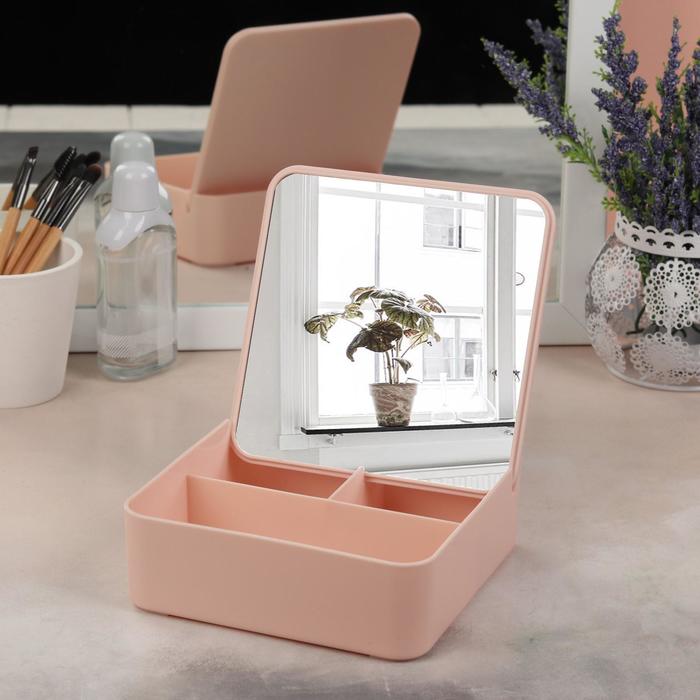 Контейнер для маникюрных/косметических принадлежностей, с зеркалом, 3 секции, 14 × 14 × 5 см, цвет МИКС
Контейнер для маникюрных/косметических принадлежностей, с зеркалом, 3 секции, 14 × 14 × 5 см, цвет МИКС