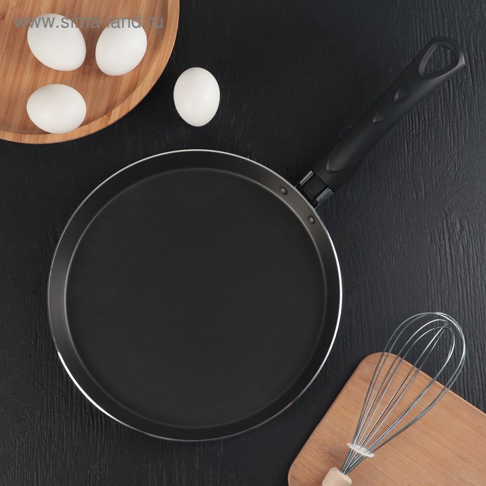 Сковорода блинная «Хит», d=25 см, антипригарное покрытие, цвет чёрный 
Сковорода блинная «Хит», d=25 см, антипригарное покрытие, цвет чёрный