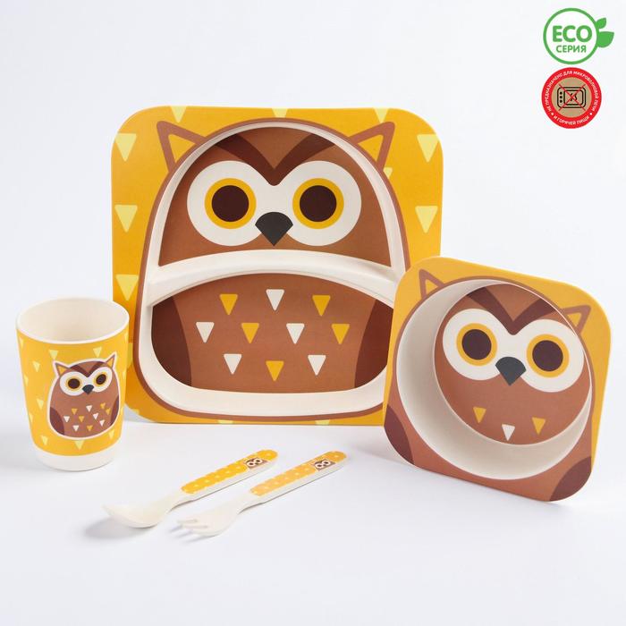 Набор детской бамбуковой посуды «Совушка», тарелка, миска, стакан, приборы, 5 предметов
Набор детской бамбуковой посуды «Совушка», тарелка, миска, стакан, приборы, 5 предметов