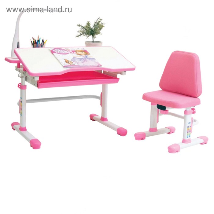 фото Комплект парта и стул с чехлом rifforma set-07 lux белый/цвет кромки розовый
