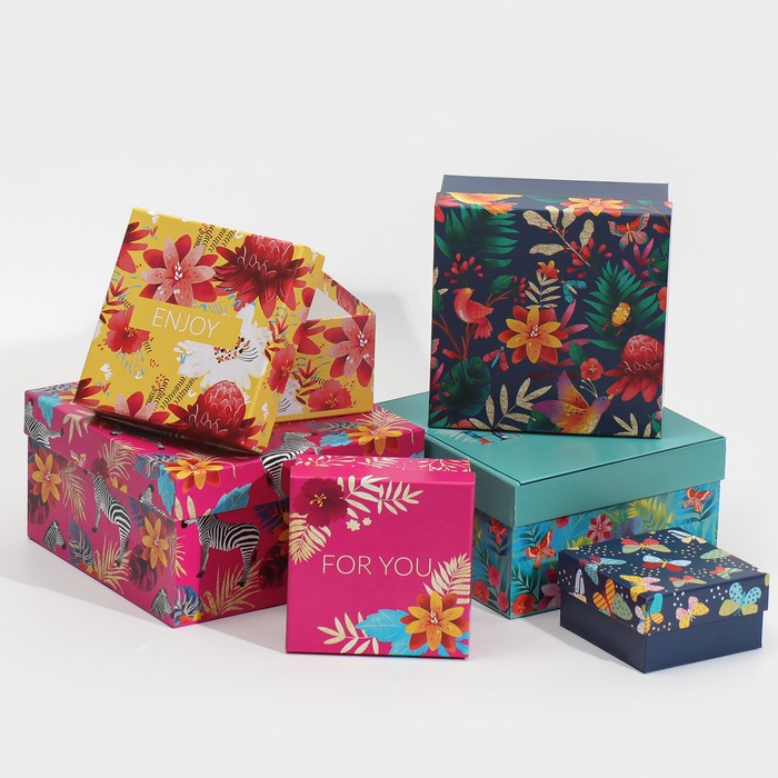 Набор подарочных коробок 6 в 1 «Тропики», 10 х 10 х 6 - 20 х 20 х 11 см
Набор подарочных коробок 6 в 1 «Тропики», 10 х 10 х 6 - 20 х 20 х 11 см