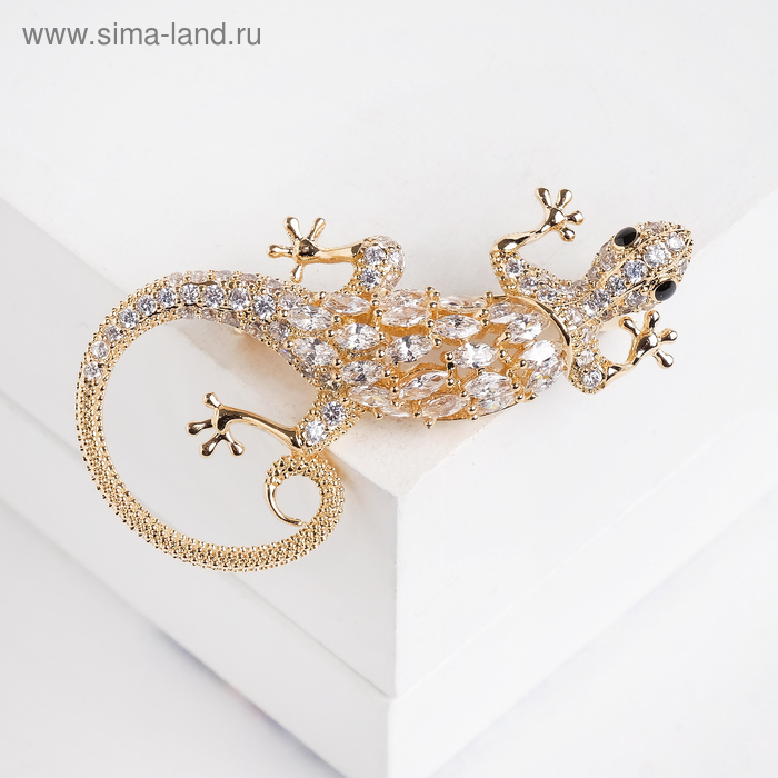 Брошь "Ящерица" цвет белый в золоте
Брошь "Ящерица" цвет белый в золоте