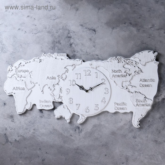 Часы настенные, серия: Интерьер, "Материк", дискретный ход, 80 х 40 см, белые 
Часы настенные, серия: Интерьер, "Материк", дискретный ход, 80 х 40 см, белые