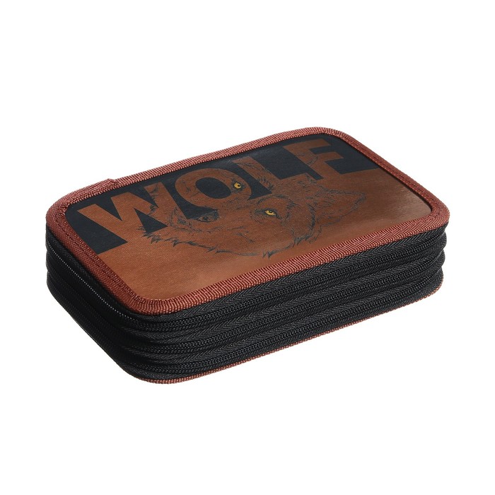 фото Пенал 3 секции, 125 х 205 мм х 55 мм, calligrata 8п26/3 "волк", ламинированный картон