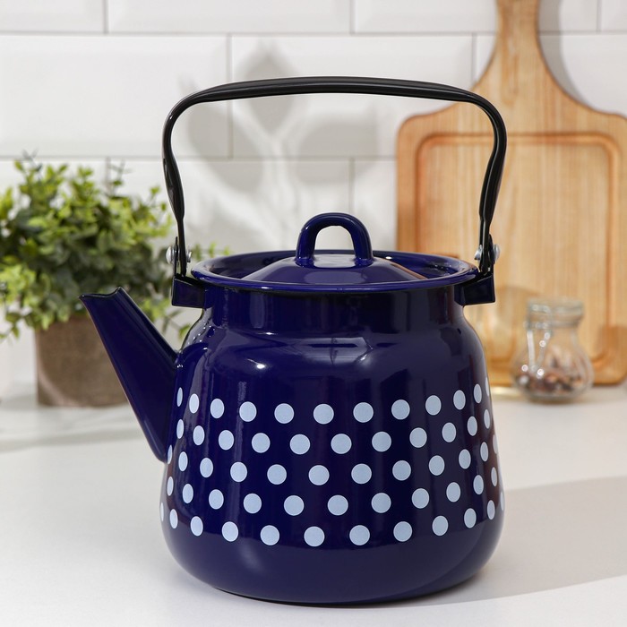 Чайник кобальтовый с петлёй «Белый горох», 3,5 л 
Чайник кобальтовый с петлёй «Белый горох», 3,5 л