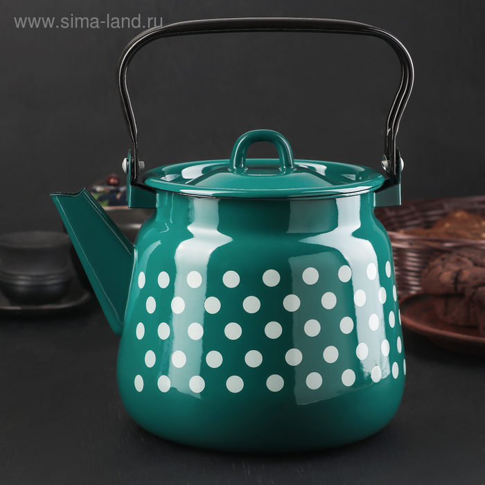 Чайник бирюзовый с петлёй «Белый горох», 3,5 л
Чайник бирюзовый с петлёй «Белый горох», 3,5 л