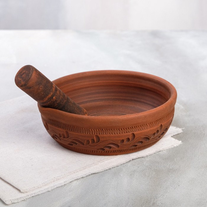 Ступка "Гончарная", с пестиком, декор, красная глина, микс
Ступка "Гончарная", с пестиком, декор, красная глина, микс