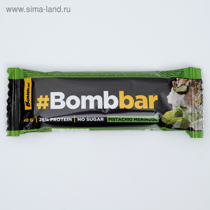 Протеиновый батончик Bombbar в шоколаде, фисташковая меренга, спортивное питание, 40 г
