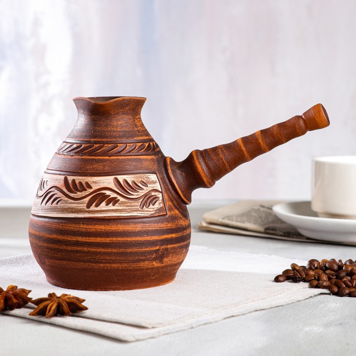 Турка для кофе "Гончарная", роспись ангобом, красная глина, 0.7 л
Турка для кофе "Гончарная", роспись ангобом, красная глина, 0.7 л