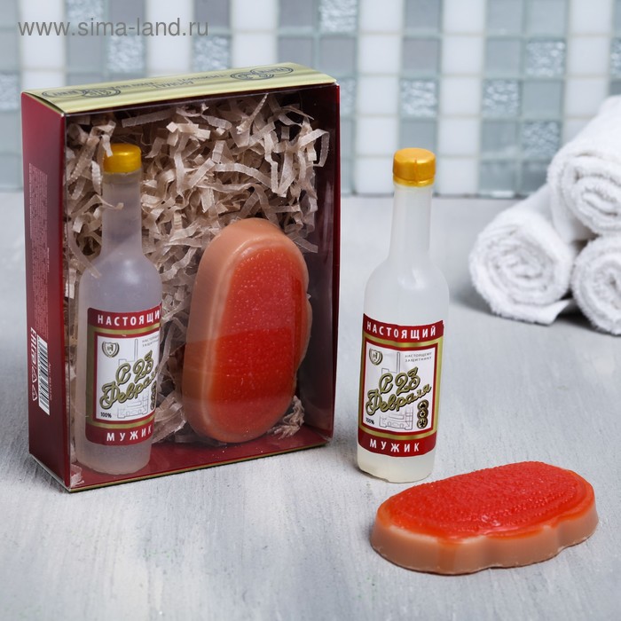 Набор «23 Февраля» мыло водка 75 г, мыло бутерброд 75 г
Набор «23 Февраля» мыло водка 75 г, мыло бутерброд 75 г