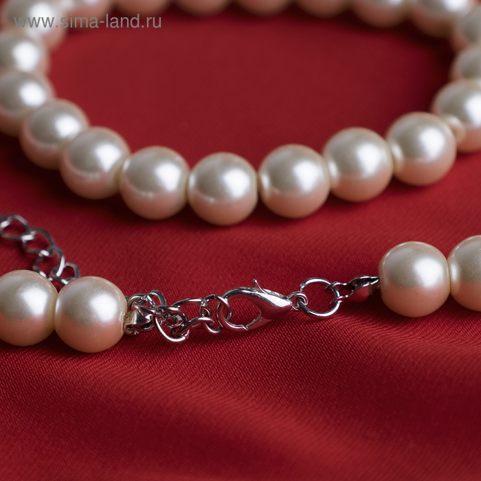 фото Набор 3 предмета: серьги, бусы, браслет, цвет белый, 45см queen fair