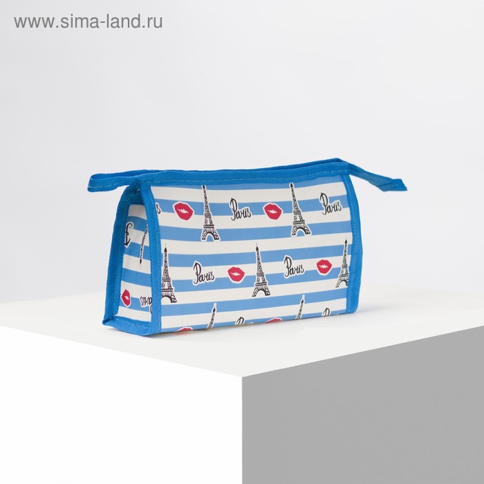 фото Косметичка треугольная, отдел на молнии, цвет белый/голубой