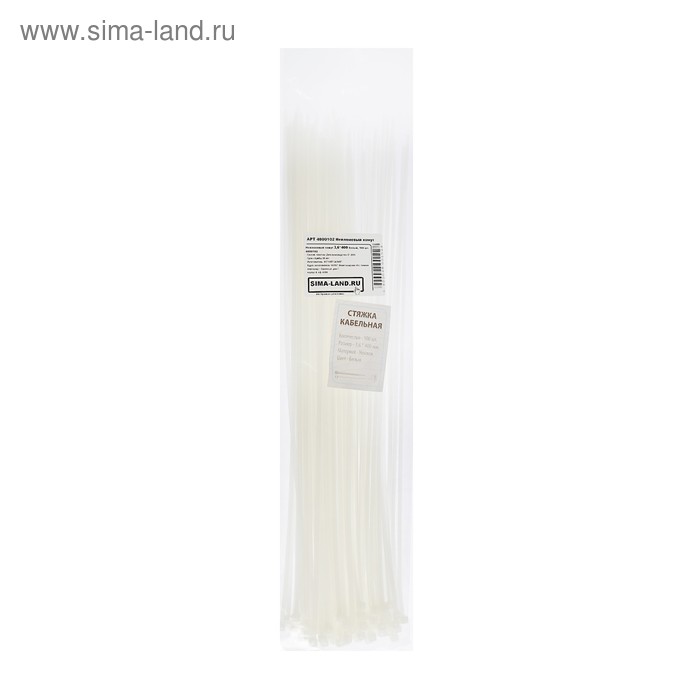 Нейлоновый хомут 3,6х400 белый, 100 шт.
Нейлоновый хомут 3,6х400 белый, 100 шт.