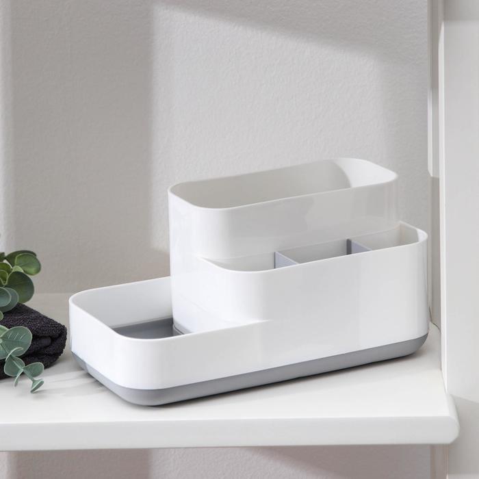 фото Органайзер для ванной комнаты «лазурный берег», 24×12×12 см, цвет бело-голубой