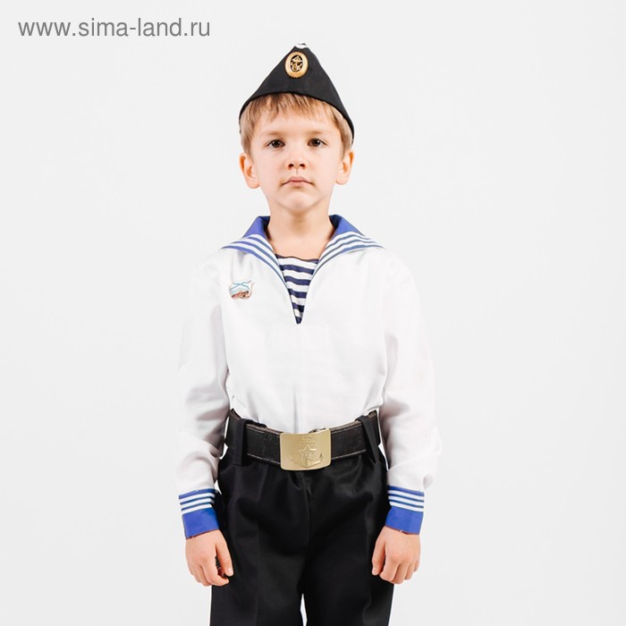 Костюм моряка, фланка, тельняшка, пилотка, ремень, рост 110 см
Костюм моряка, фланка, тельняшка, пилотка, ремень, рост 110 см