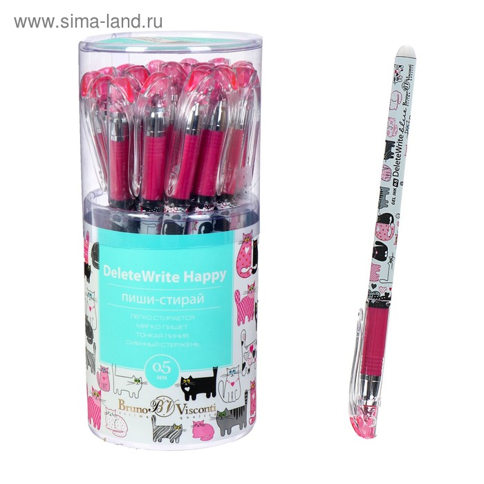 Ручка гелевая со стираемыми чернилами DeleteWrite Happy «Розовые котята», узел 0.5 мм, синие чернила, матовый корпус Silk Touch
Ручка гелевая со стираемыми чернилами DeleteWrite Happy «Розовые котята», узел 0.5 мм, синие чернила, матовый корпус Silk Touch