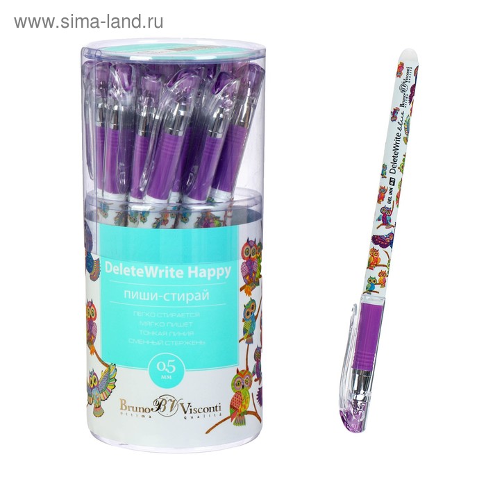 Ручка гелевая со стираемыми чернилами DeleteWrite Happy «Яркие совы», узел 0.5 мм, синие чернила, матовый корпус Silk Touch
Ручка гелевая со стираемыми чернилами DeleteWrite Happy «Яркие совы», узел 0.5 мм, синие чернила, матовый корпус Silk Touch