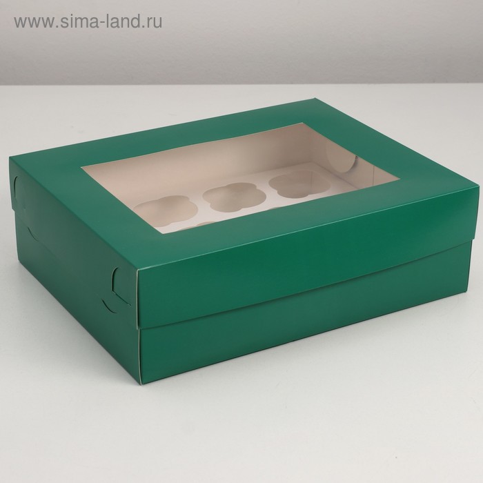 Упаковка на 12 капкейков с окном, изумрудная, 32,5 х 25,5 х 10 см
Упаковка на 12 капкейков с окном, изумрудная, 32,5 х 25,5 х 10 см