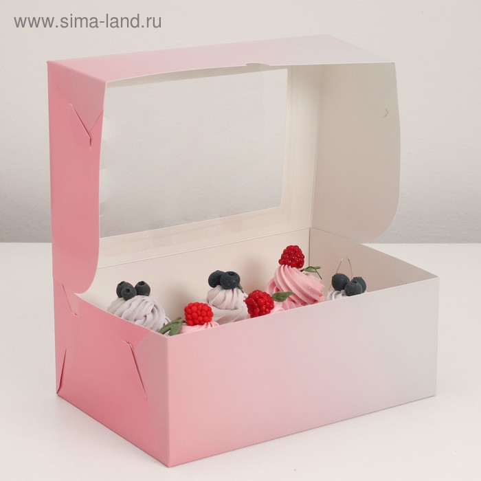 Упаковка на 6 капкейков с окном "Градиент", розово - серый, 25 х 17 х 10 см
Упаковка на 6 капкейков с окном "Градиент", розово - серый, 25 х 17 х 10 см