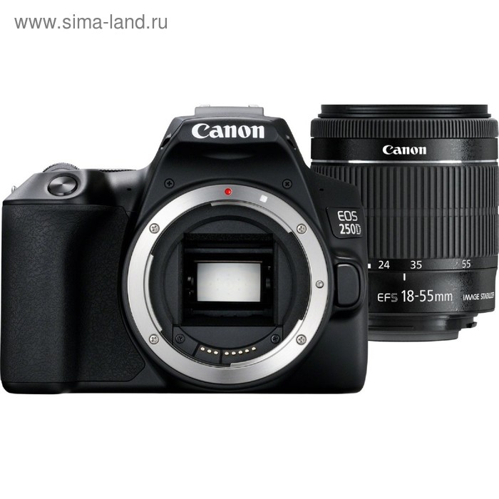 фото Зеркальный фотоаппарат canon eos 250d, 24.1мп, 18-55мм, 4k, fhd, ef-s, 3", sdxc, черный
