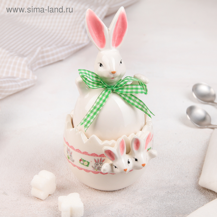 Сахарница керамическая «Пасхальный кролик», 10×8,5×17 см
Сахарница керамическая «Пасхальный кролик», 10×8,5×17 см