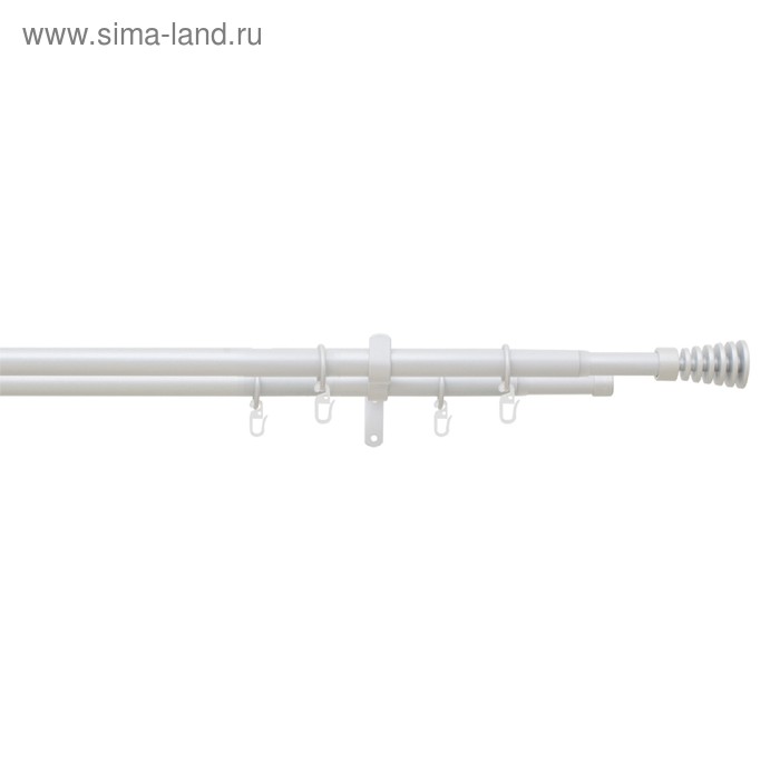 Карниз двойной телескопический 16/19 мм, 160-300 см, металлические кольца, цвет жемчуг
Карниз двойной телескопический 16/19 мм, 160-300 см, металлические кольца, цвет жемчуг