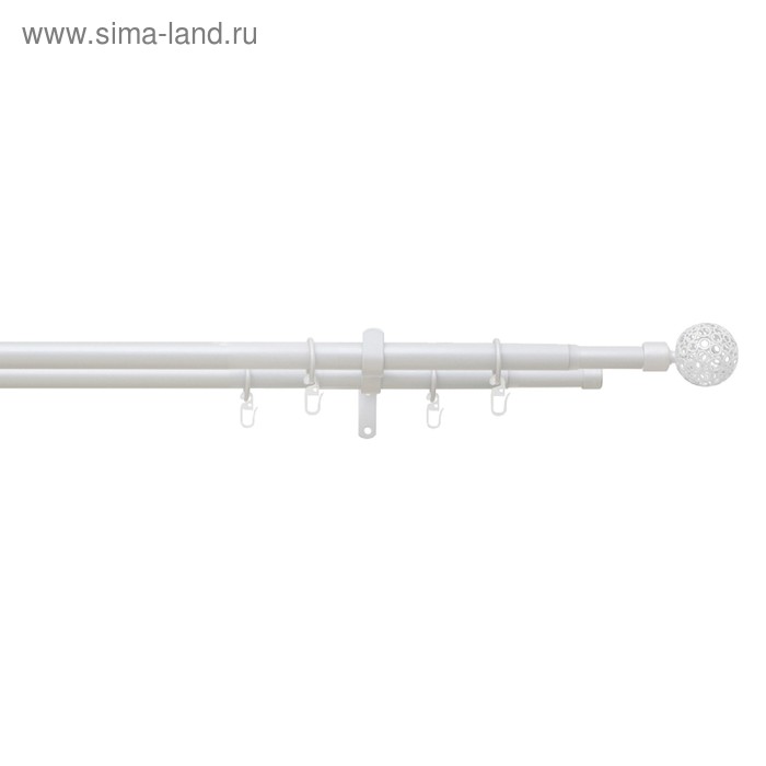Карниз двойной телескопический 16/19 мм, 160-300 см, металлические кольца, цвет жемчуг
Карниз двойной телескопический 16/19 мм, 160-300 см, металлические кольца, цвет жемчуг