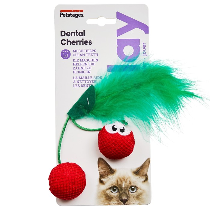фото Игрушка petstages dental "вишня" для кошек, с кошачьей мятой, 7 см