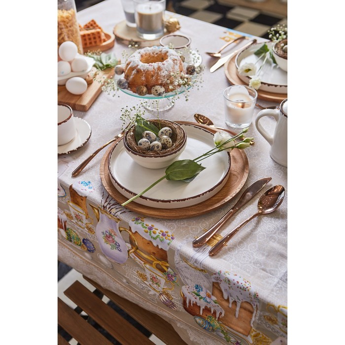 фото Скатерть "этель" пасхальные куличи 180х147 см, 100% хл, саржа 190 гр/м2