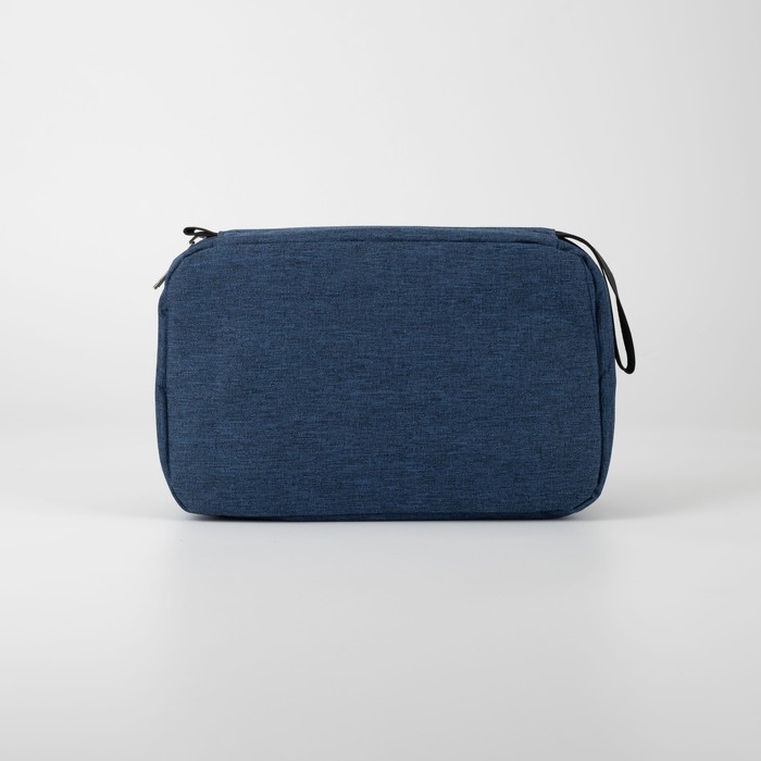 фото Косметичка, 2 отдела на молниях, с крючком, цвет синий